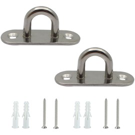2 Sets Eye Plate Stainless Steel Cover Plate M5 Mast Plate with Eyelet Durable Wall Mount Clamp Hook 304 Stainless Steel