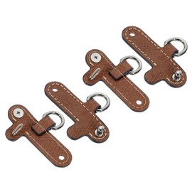 sourcing map 4Pcs Leather Purse Strap, 6.1cmx2.4cm Punch-Free Buckle Bag Strap Transformation Accessories for Mini Bag Handbag Crossbody Shoulder Strap, Brown
