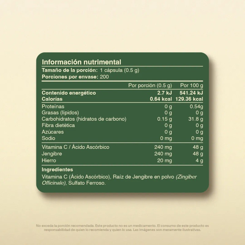 Hierro + Vitamina C | 200 Capsulas | Vitalbotanics