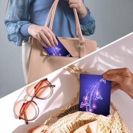 Beabes Squeeze Top Glasses Case Butterfly, Glowing Butterflies Stars Anti-Scratch Sunglasses Bag Leather Glasses Cases Eyeglasses Case Pouch For Men Women Purple