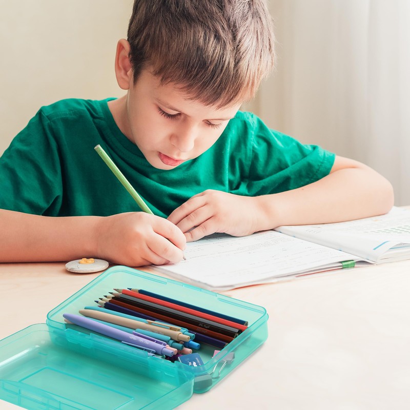 Mr. Pen- Clear Pencil Boxes, 6 Pack, Light Aqua Color,