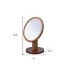HomeRoots 10" Brown Round Framed Makeup Shaving Tabletop Mirror