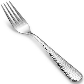 KEAWELL Premium 4-Piece Louise Hammered Fork Set, 18/10 Stainless Steel, Fine Fork Set with Round Edge, Brightly-Mirror polished, Dishwasher Safe. (4, 8" Dinner Forks)