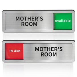 Mother's Room Door Signs, Do Not Disturb,Breastfeeding Door Sign, In Use/Available Slider Sign for Lactation Room, Privacy Vacant Occupied Nursing Signs，Brushed Silver