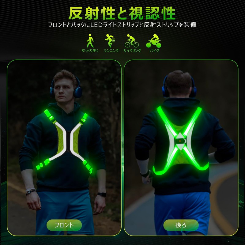 Safety Vest Night Luminous Sports Vest - Adjustable Lightweight Safety