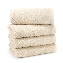 East'N Blue Galata Turkish Premium Cotton Washcloth Set of 4-100% Turkish Cotton Wash Cloth Towels, Quick Dry, Soft & Absorbent Bathroom Towel Washcloths for Bath, Hand and Face - Beige