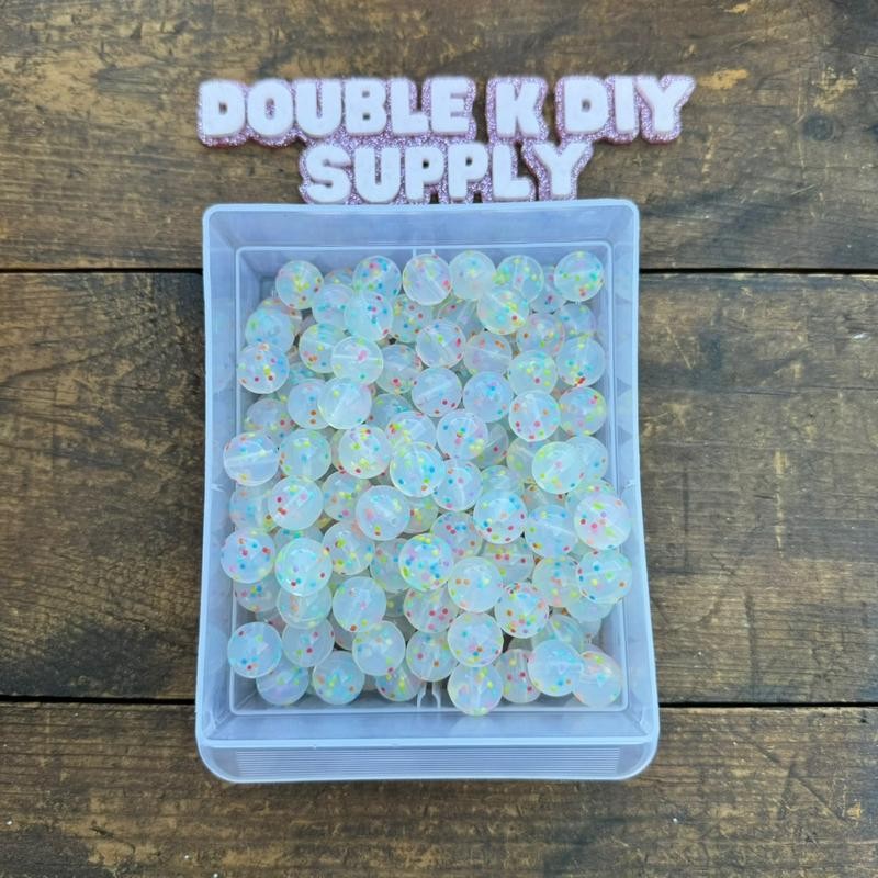 15mm Printed Silicone Beads - 10pc:_Confetti