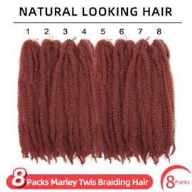 Marley Twist Braiding Hair 24 Inch Marley Twist Hair 8 Packs Cuban Twist Hair Afro Kinky Crochet Hair Synthetic Marley Hair Extensions (24 Inch(Pack of 8),#350)