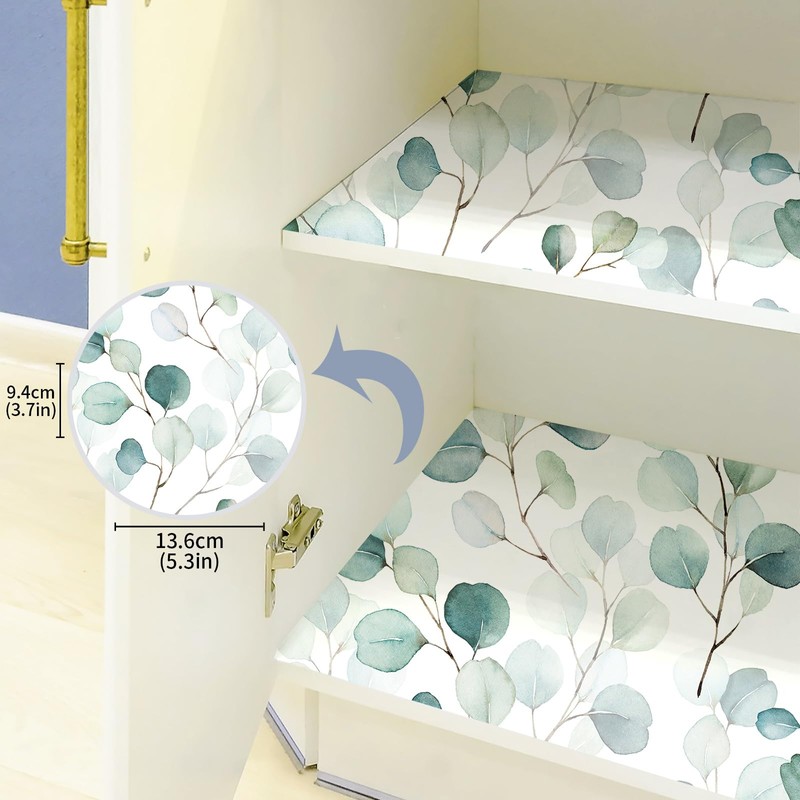 HAOKHOME Shelf Liner and Cabinet Liner Boho Leaf, Self-Adhesive Drawer