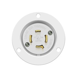 ENERLITES NEMA L14-20 Flanged Inlet Generator Plug, Locking Receptacle Socket, 20 Amp, 125/250 Volt, 3 Pole, 4 Wire Grounding, Industrial Grade, 66423-W, White