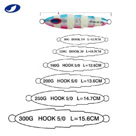 OCEAN CAT 1 PC Slow Fall Pitch Fishing Lures Sinking Lead Metal Flat Jigs Jigging Baits with Hook for Saltwater Fishing 5 Colors 80G/120G/160G/200G/250G/300G (Green&Gold, 120g(4 2/9oz))