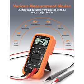 COCZOW Multimeter Digital Multimeter Voltage Tester Volt Meter Ohmmeter Ammeter AC DC OHM Continuity Circuit Resistance Diode Electrical Tester with Test Leads Backlight LCD Display