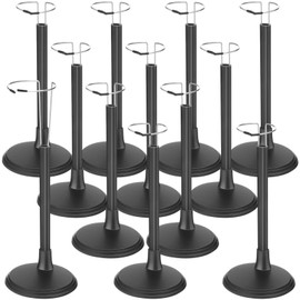 Yaocom 12 Pcs Doll Stands Action Figure Stands with Expandable Waist Wire for 8 to 14 Inches Dolls Stands Figures Display Rack for Home Shop Birthday Party Favor for Male Female, Black