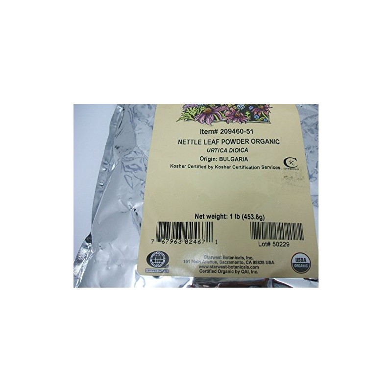Starwest Bottanicals Organic Nettle Leaf Powder 1lb Bag