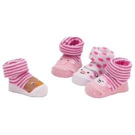 Brubaker 4 Pairs Baby Socks Boys Girls 0-12 Months Fun Sneaker Cars Animals Ruffle Christmas Socks in Gift Box -