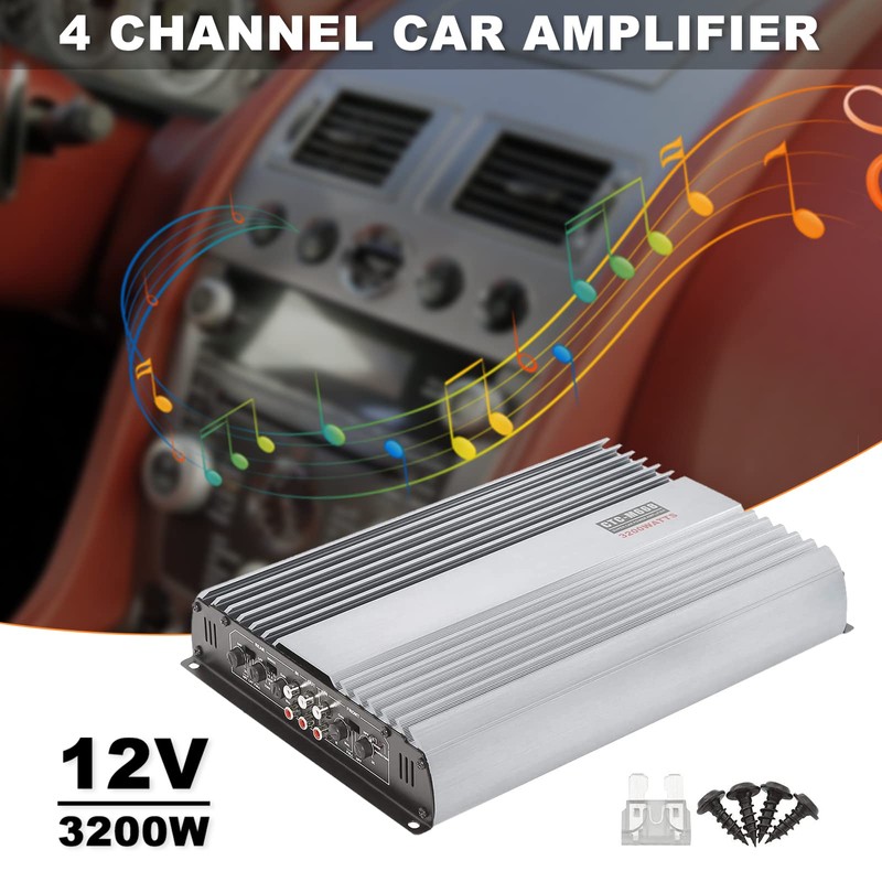 3200W 12V 4 Channel Car Amplifier Stereo Power Amp Audio