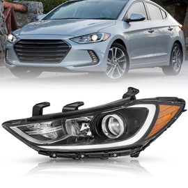 TUSDAR Fits For 2017 2018 Hyundai Elantra without DRL Headlight Assembly, 17 18 Elantra Headlamp 92101F3000, 92102F3000, HY2502206, HY2503206, Driver Side, Not fit GT Models