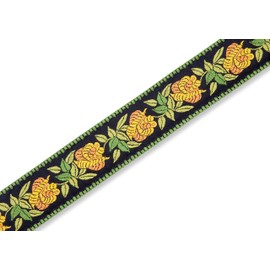Levy's Leathers 2" Fabric Guitar Strap Rosa - Yellow Design; Yellow, Gold, Green, and Black (MC8JQ-004)