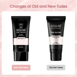 ROSALIND 2 oz Poly Nail Gel Millennial Pink Color, Pink Poly Extension Gel Jelly Color Poly Builder Nail Quick Building Acrylic Nails Poly Extension Thickening Nail Art Trendy Beauty