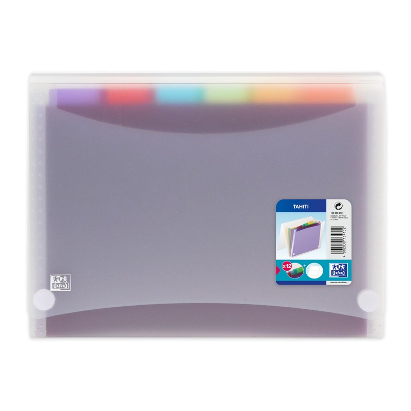 OXFORD Tahiti A4 Document Folder with Bellows, 12 Compartments, Polypro