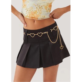 Putcuku Waist Belts for Women Adjustable Body Fashion Metal Link for Dresses (Heart Gold-M)