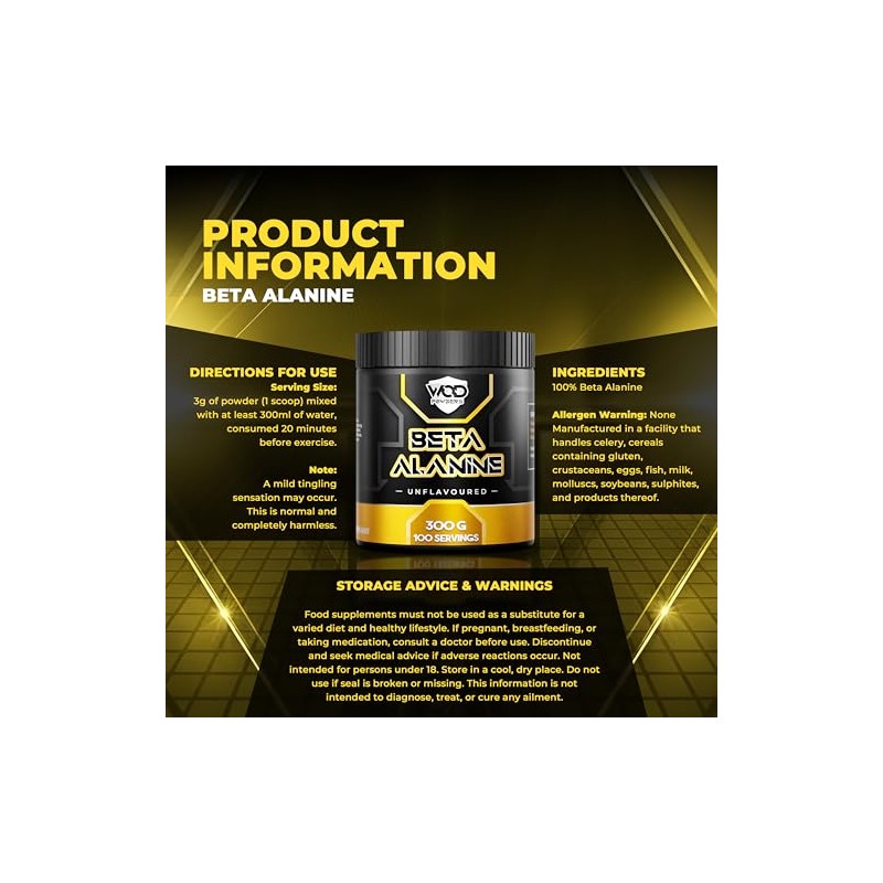 Beta Alanine Powder 300g - Unflavoured Beta Alanine for Functional
