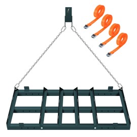 YXJSTO 4FT Drag Harrow Driveway Grader, Driveway Drag with 4 FT Chain, Heavy Duty Power Rake for Gravel, Sand, Lawn, Soil, Hay, ATV, UTV, Mower, Tractor