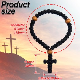 Pndeyo Handmade 33 Knot Prayer Rope, Traditional Christian Orthodox Greek Russian Komboskoini Prayer Rope, Blessed Cross Car Hanging Charms- Black