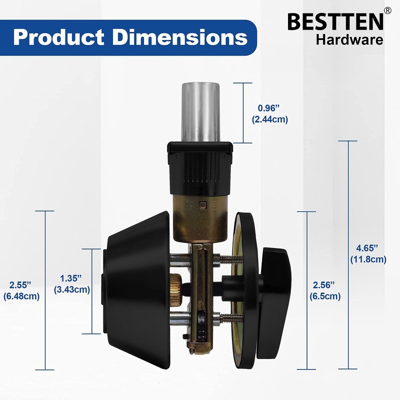 [2 Pack] BESTTEN Single Cylinder Deadbolt, Keyed Alike Dead Bolt