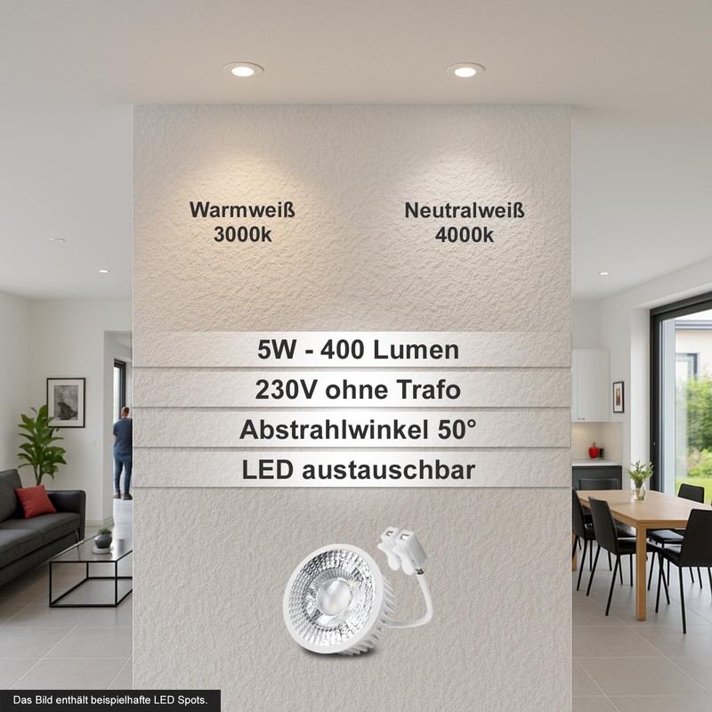 DECORA Recessed Ceiling Spotlight 230 V - Set Includes LED
