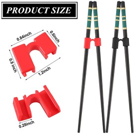 10 Pieces Reusable Chopstick Helpers Training Chopsticks Hinges Connector Reusable Plastic Training Chopstick for Beginner Trainers (Black+Red)