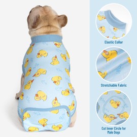 cyeollo Recovery Suit for Dogs Surgery Suit Female Spay Soft Pet Onesie Bodysuit Male Dog Neuter, Small Dogs Surgical Recovery Shirt, Yellow Duck, S