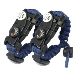 Daarcin 2 pulseras de cuerda de supervivencia, arrancador de fuego, luz SOS, brújula, termómetro, silbato, ajustable AK87 21 en 1, juego de equipo táctico de supervivencia definitivo para exteriores, regalo para niños, hombres