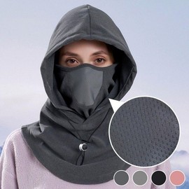 Breathable Mesh 360° Hooded Balaclava Sports Neck Warmer for Motorcycles Mask Dark Grey/FREE