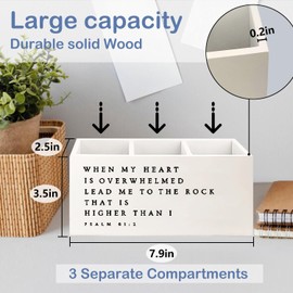 SNNDER Inspirational Christian Pen Holder for Desk, Christian Religious Gifts for Women Men, Psalm 61:2 Bible Verses Wooden Pen Pencil Holder Organizer for Home Office Desk Accessories