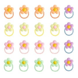 Rnigra Baby Hair Bobbles 20pcs, Hair Bands for Girls, Baby Hair Bands, Cute Flower Multicolor Elastic Scrunchies, 2cm Hair Ties for Women Girls Kids Infants Toddler