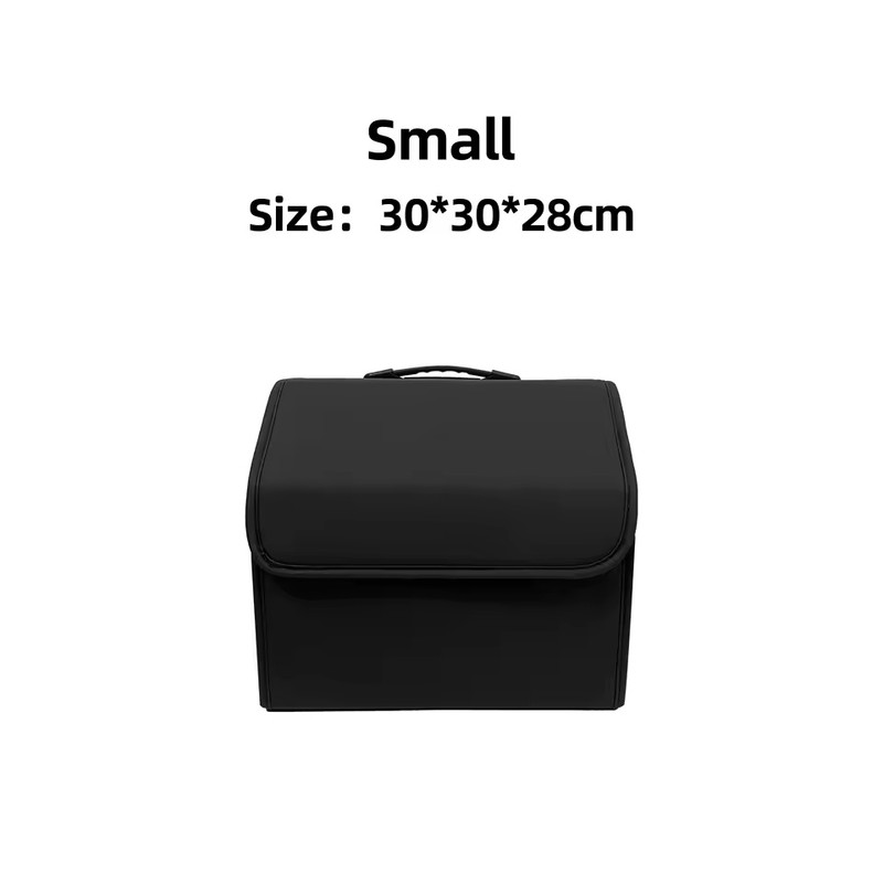 Medium Collapsible PU Leather Car Trunk Organizer with Lid &
