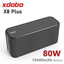 xdobo X8 Plus Portable Bluetooth Speaker, 80W Loud Stereo with TWS, IPX5 Waterproof, 12H Playtime, Type-C Charging, 360° Surround Sound, Deep Bass