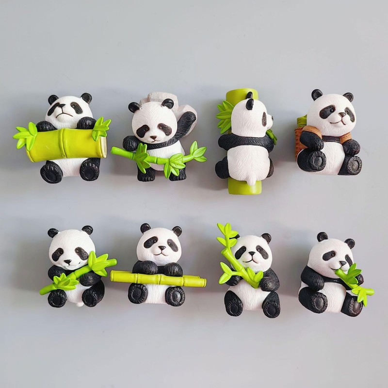 8Pcs Cute Panda Fridge Magnet 3D Simulation Panda Fridge Magnet,