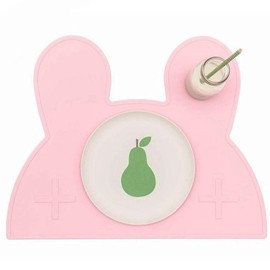 Vientiane Tischset aus Silikon für Kinder, Tischsets für Kinder in Kaninchenform, Rutschfestes Tragbares Tischset für Kinder für Kinder, Hitzebeständige Tischsets für Kleinkinder, Kinder (Pink)