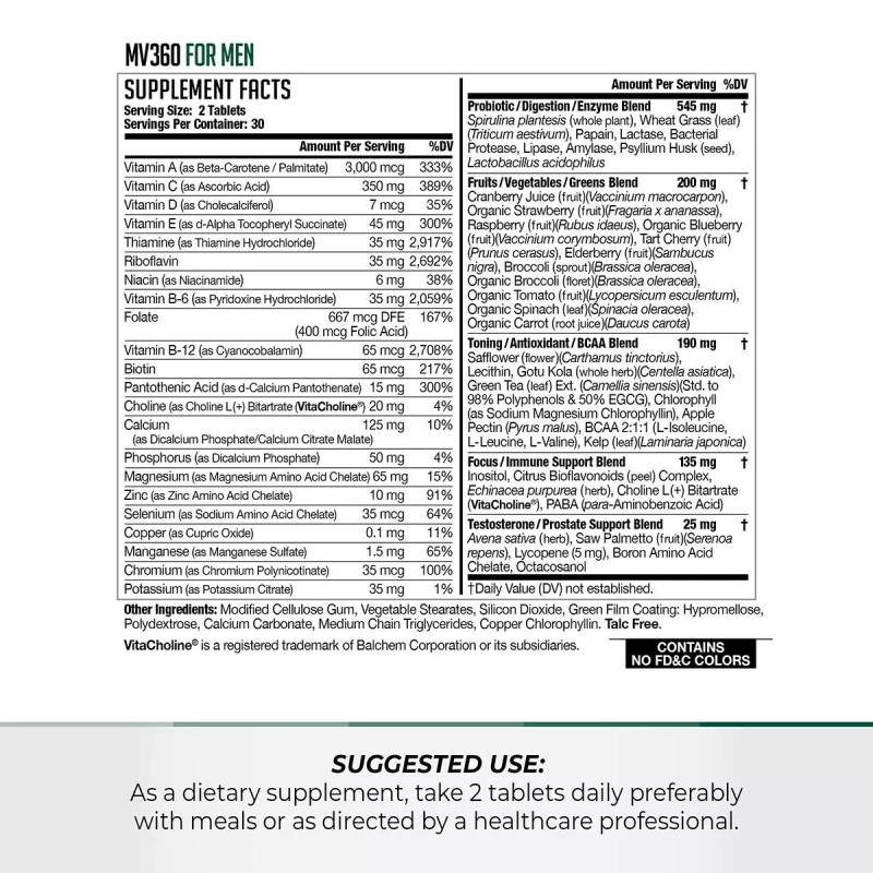 NDS Nutrition MV-360 For Men, 5-in-1 Complete Multivitamin for Men