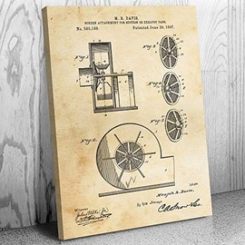 Exhaust Fan Canvas Print, HVAC Technician, Mechanic Gift, Mechanical Engineer, Handyman Gift, Fan Blueprint Vintage Paper (16 inch x 20 inch)