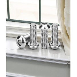 Metuja M8-1.25x20mm Button Head Socket Cap Bolts Screws（50pcs）, Stainless Steel, Full Thread, Silver, Allen Hex Drive