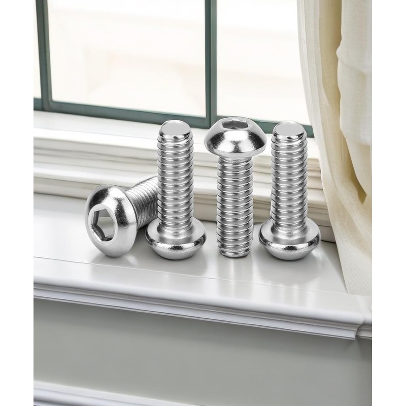 Metuja M8-1.25x20mm Button Head Socket Cap Bolts Screws（50pcs）, Stainless Steel,