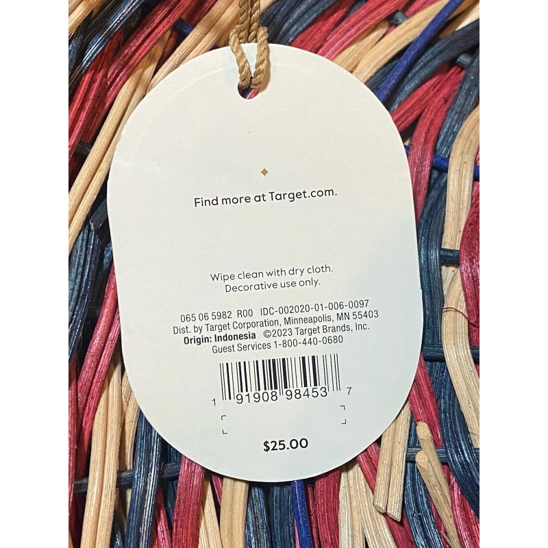 Threshold New Threshold Round Handcrafted Rattan Wreath Floral Decor 16"