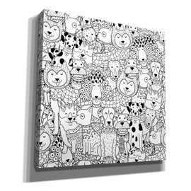 Epic Graffiti 'Coloring Book Dogs' by Epic Portfolio, Canvas Wall Art, 12"x12"