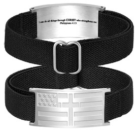 GLEZZA Philippians 4 13 Bracelets for Boy Men American Flag Cross Inspirational Motivational Bracelet Bible Verse Christmas Birthday Easter Jewelry Gifts for Son Boyfriend Husband