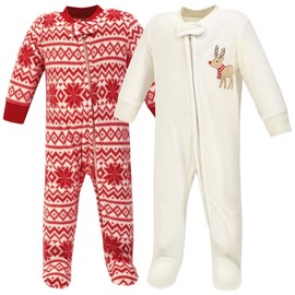 Hudson Baby Unisex Baby Fleece Sleep and Play, Reindeer, 3-6 Months US