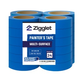 Zigglet Blue Painters Tape – Wide Masking Tape for Painting Walls & Trim, Clean Removal, No Residue – Heavy Duty Blue Tape for DIY, Multi‑Surface Paint Tape for Professionals - 60 Yards | Pack of 24