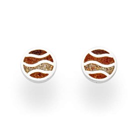 DUR Strandlust O5141 Sterling Silver and Brown Amber Earrings 8mm, Silver, No Gemstone